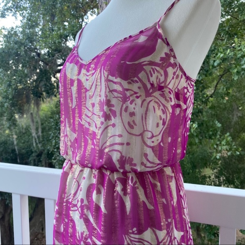 Lilly Pulitzer Metallic Purple + Gold Maxi Dress Size Small. Perfect Holidays! - Picture 11 of 12